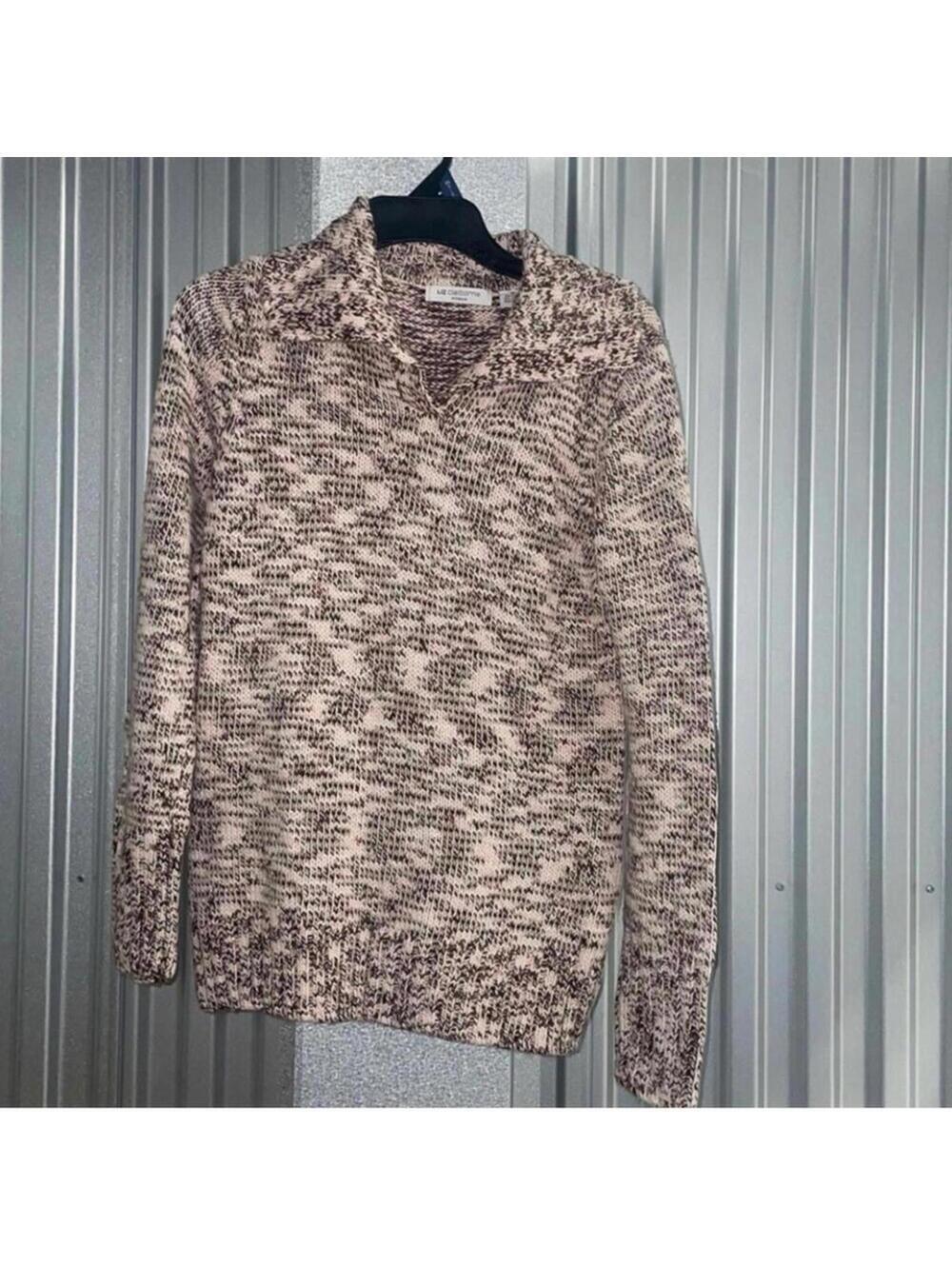 Liz Claiborne Pink Neutrals Marble Printed Knit Sweater
